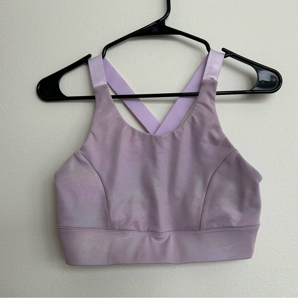 Superdown Iridescent Lavender Long-line Sports Bra/Crop Top
